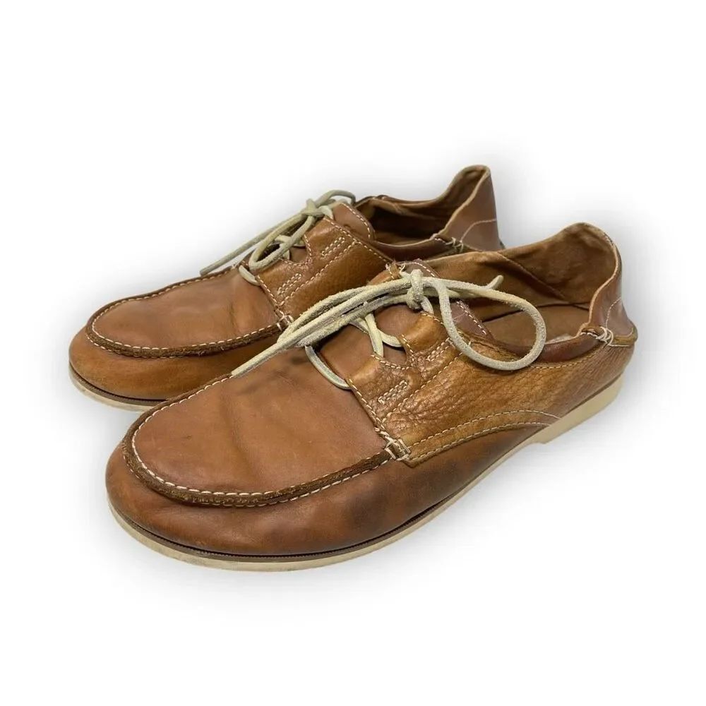 Olukai Moku Leather Loafers Boat Shoes Dark Java Men’s Size 9.5